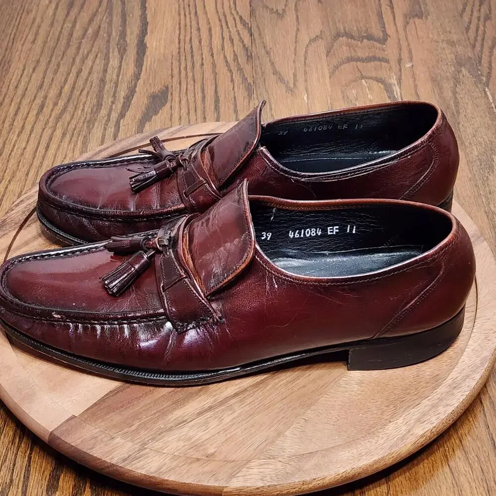 Florsheim Dress Shoes Mens Size 11 F Brown Leather Tassel Slip On Square Toe